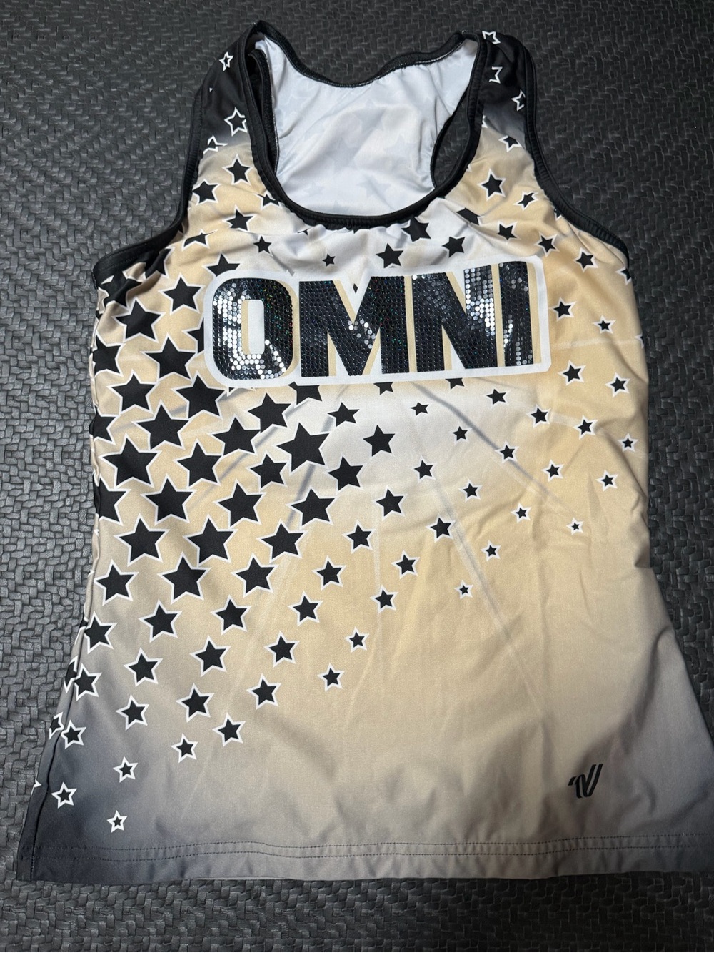Varsity Black and Gold Ombre Star-Print Racerback Tank